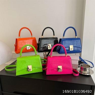 Stone Pattern Small Bag Fashion Small Square Bag Lock Buckle Handbag Korean Version One Shoulder Crossbody Women's Bag