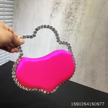 Baobao Women's 2023 New Water Diamond Cloud Bag Handheld Women's Bag Dinner Bag Inlaid with Diamond Silk Nylon Mobile Phone Handheld Bag