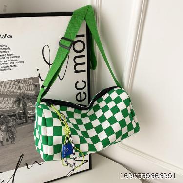 Checkerboard Plaid Crossbody Bag One Shoulder Canvas Bag Japanese Student Leisure Pillow Bag