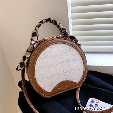 Internet celebrity Fashion Scarf Handbag 2023 This year's Fashion Simple and Westernized Early Spring One Shoulder Crossbody Small Round Bag