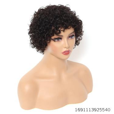Human hair wig set African small curly short hair jerry curly human hair wig