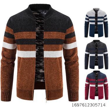 Men's plush sweater knit sweater Men's autumn and winter jacket jacket jacket