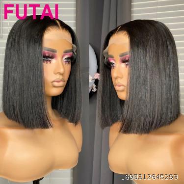 Straight Human Hair BOB Wig Front Lace Wave Head Cover