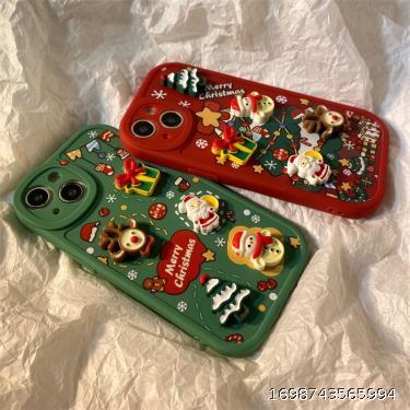Christmas 3D Elk Snowman Doll Suitable for iPhone14promax Apple 13 Phone Case 12 Silicone 11 Soft