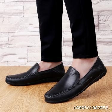 Spot Wholesale Foreign Trade Men's Casual Large Sized Leather Shoes Flat Heels Lightweight Fit Shoes 38-47 One Piece Shipping