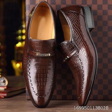 Rubber Sole Extra Large Business Crocodile Pattern Men's Leather Shoes Low Top Men's Casual Single Shoes Embossed Men's Leather Shoes Wholesale