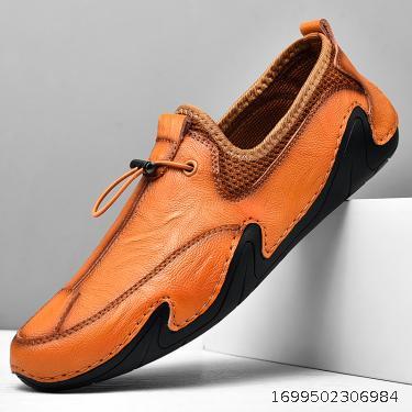 Cross border Large Size Men's Bean Shoes Handmade Casual Leather Shoes Men's Soft Sole Versatile Octopus Outdoor Driving Shoes
