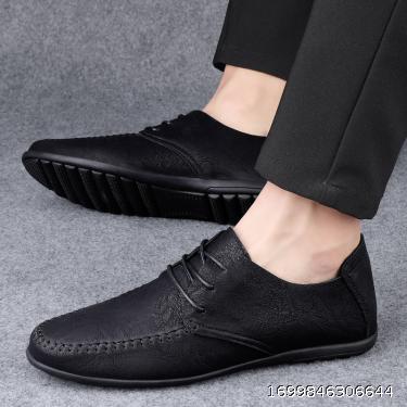 Autumn Men's Shoes Business Casual Shoes Breathable Leather Shoes Light Men's Bean Shoes Large Dad's Shoes Fashion Little White Shoes