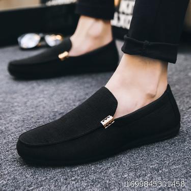 2023 Summer Cloth Shoes, Bean Shoes, Men's Casual Shoes, Korean Version, Trendy Lazy Man, One Step Canvas Shoes, Size 45 Men's Shoes