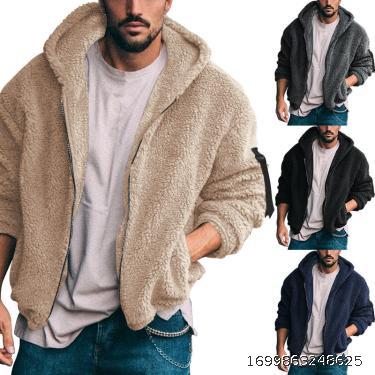 Men's Winter New Double Sided Arctic Velvet Warm Hooded Zipper Casual Jacket Coat