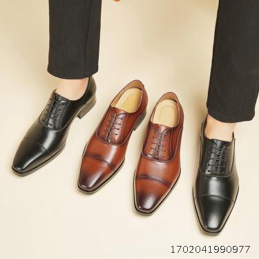 Triple joint business dress shoes Lace up gentlemen's Derby shoes