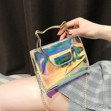 Versatile Women's Bag Korean Edition Laser Transparent Shoulder Bag Fashion Handbag Student Chain Diagonal Straddle Bag