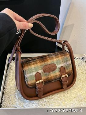 British retro Cambridge bag Women's woolen plaid small square bag versatile handbag crossbody bag