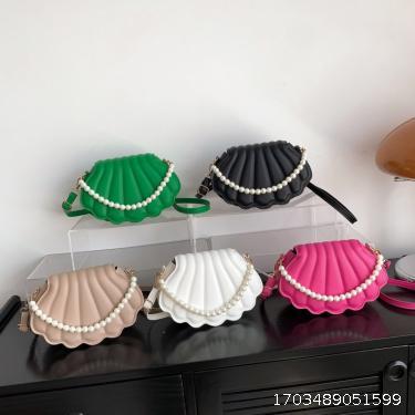 Autumn New, Beautiful, Western, Leisure, Personalized and Creative Single Shoulder Bead Chain Crossbody Handheld Shell Bag