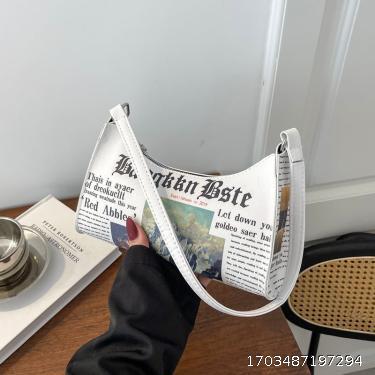 Street Trendy Women's Bag Newspaper Printed Women's Bag Personalized Fashion Small Square Bag Single Shoulder Crossbody Bag