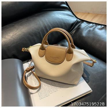 Unique design, fashionable contrasting color soft leather dumpling bag, high-end texture handbag, versatile crossbody bag