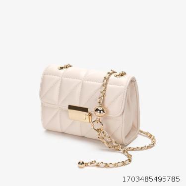 Mini square bag, shoulder bag, women's summer super hot crossbody bag, golden ball chain bag