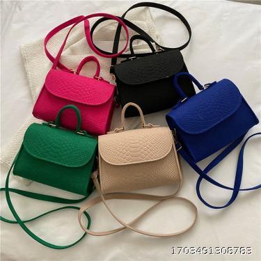 Solid Color Texture Small Bag Women's Handheld One Shoulder Crossbody Bag Fashionable and Fashionable Small Square Bag