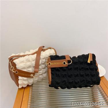Autumn Women's Bag with New Simplified PU Spliced Western Style Shoulder Bag Personalized Fashion Casual Crossbody Bag