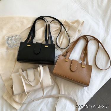 Retro Texture Bag Women's Trendy Solid Color Crossbody Bag Simple Fashion Single Shoulder Handheld Small Bag
