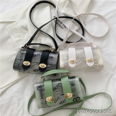 Transparent Spliced Graffiti Bag Women's Fashion Handbag Street Trendy Single Shoulder Crossbody Bag