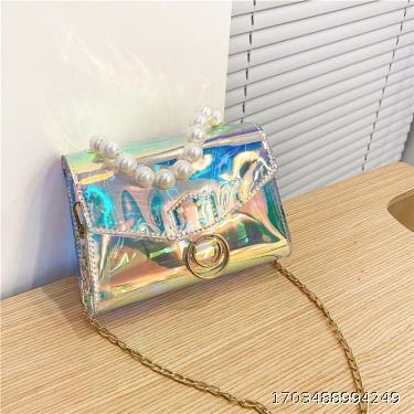 Laser Jelly Bag New Fashionable and Personalized Lock Chain Transparent One Shoulder Handheld Crossbody Bag