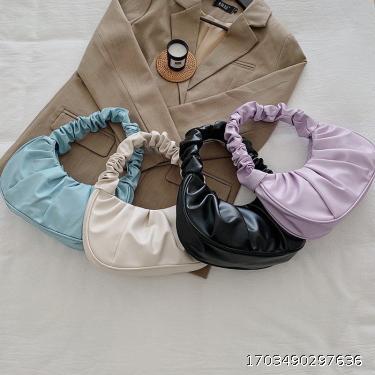 Popular small bags in spring, women's bags, fashionable single shoulder and underarm pleated bags, stylish hand-held women's bags