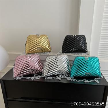 Indentation Paint Chain Handheld Shell Bag Casual Personalized Instagram One Shoulder Diagonal Cross Western Style Small Square Bag