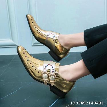 Gold Shoes Swinging Sharp Leather Shoes Male Liu Nail