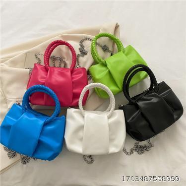 Folded Cloud Bag Women's Trendy Fashion Chain Handbag Candy Color Simple Crossbody Small Square Bag