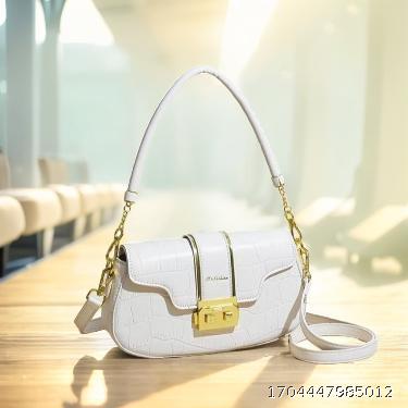 2023 New Fashion Simple Bright Leather Fashion Stone Pattern Gold Stripe Edge Women's Shoulder Bag