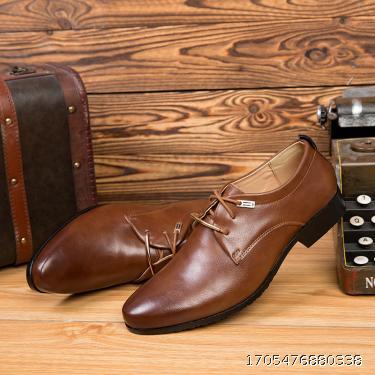 Business Dress Men's British Leather Shoes Lace up Casual Shoes Trendy Shoes