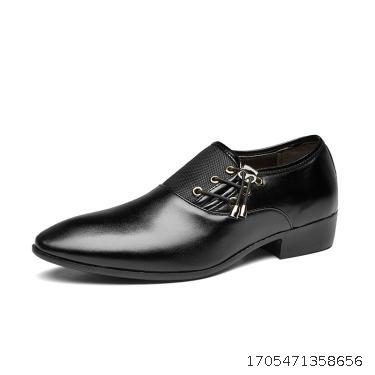 Large size leather shoes, men's business dress shoes, versatile wedding shoes, soft black casual shoes