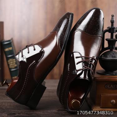 Large casual leather shoes, men's business dress shoes, lace up