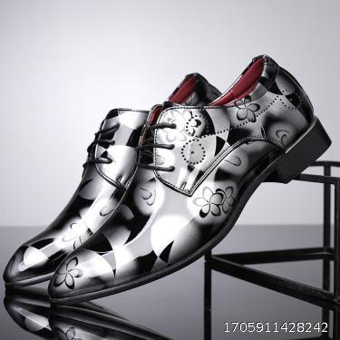 Fashion British oversized men's shoes, glossy casual leather shoes, lace up shoes