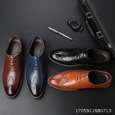 Men's business leather shoes, formal dress, oversized shoes, fashionable pointed lace up men's shoes
