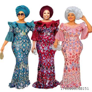 Fashionable slim fit fishtail long skirt sequin evening dress for women