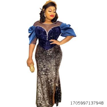 Fashionable European and American style elastic sequin slim fit wrap buttocks formal dress, daily long skirt