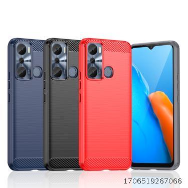 Suitable for Transsion Hot20i Phone Case Infinix Hot20i Brushed Carbon Fiber Protective Case Anti Drop Soft Case Cover