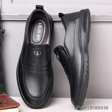 Leather shoes, men's leather breathable business casual shoes, men's one foot work shoes, soft sole anti slip, middle-aged and elderly dad shoes