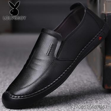 New leather shoes, men's leather, summer breathable casual shoes, men's one foot soft sole, soft surface, anti slip driving and working shoes