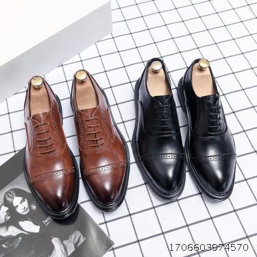 Wedding Shoes Men's Leather Shoes British Business Korean Edition Trendy Dress Casual Shoes Lace up and Send LAZADA AliExpress