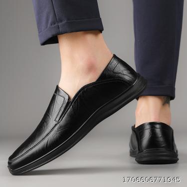 Spring/Summer New British Casual Business Leather Shoes Bean Shoes Men's Trendy Cowhide Dad Shoes Lazy Men's Shoes