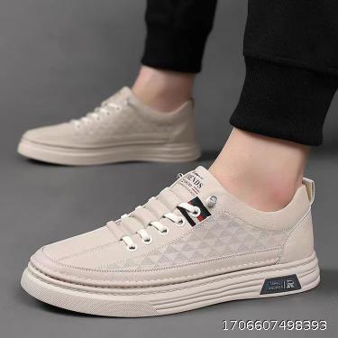2023 Autumn New Breathable Outdoor Youth Trendy Men's Casual Leather Shoes Small White Shoes Trendy Shoes Flat Board Shoes