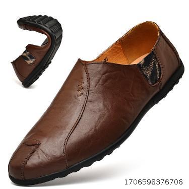 Autumn Bean Shoes, Men's Cowhide Korean Edition, Men's Casual Leather Shoes, Soft Sole, One Step, Lazy Shoes, Driving Shoes