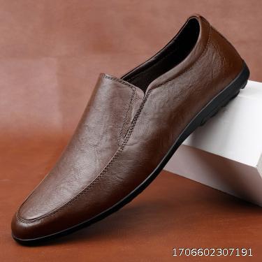 Leather Shoes, New Business and Casual Shoes for Men in Spring and Autumn Season, Men's Cowhide Soft Sole Soft Leather Low Top Shoes, Popular Live on the Internet