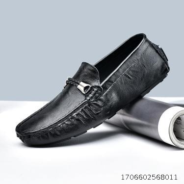 2023 Autumn Business Casual Leather Shoes Men's Soft soled Middle aged Single Shoes Cowhide Men's Bean Shoes Large Men's Shoes Cross border