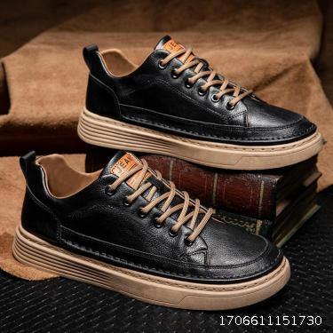 2023 Spring and Autumn New Korean Edition Trendy Versatile Lightweight Work Shoes Men's Small Leather Shoes Men's Casual Board Shoes Men's Leather Shoes