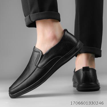 New Summer Casual Leather Shoes with Cowhide, Low Top Round Head, One Step Lazy Shoes, Men's Shoes, Lefu Shoes, Driving Shoes, Lazy Shoes