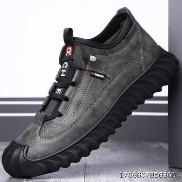 Autumn Leather Shoes Leisure Breathable 2023 New Trend Outdoor Versatile Youth Low Top Lace up Non slip Men's Shoes Soft Sole